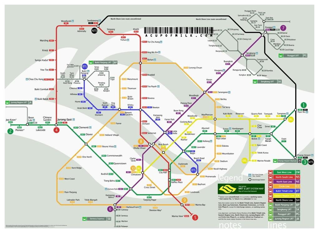 Singapūras mrt linija žemėlapyje