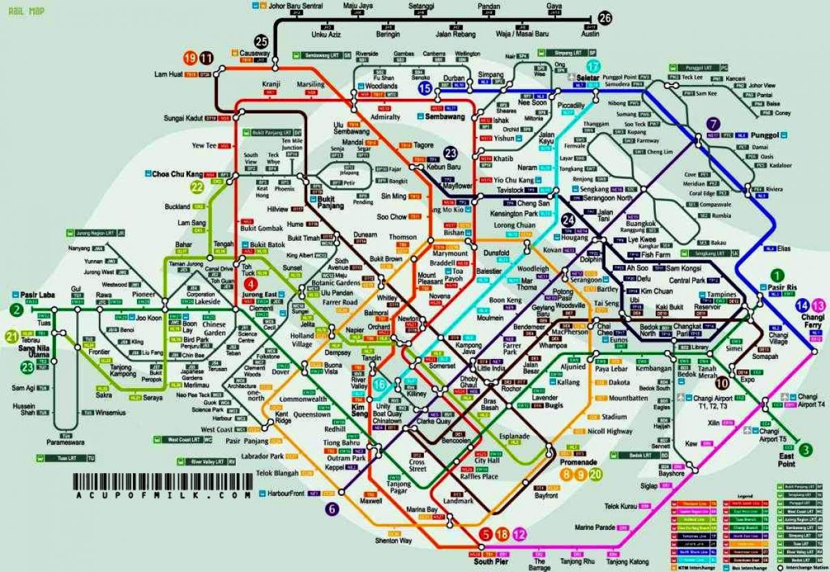 mrt maršruto žemėlapį Singapūras