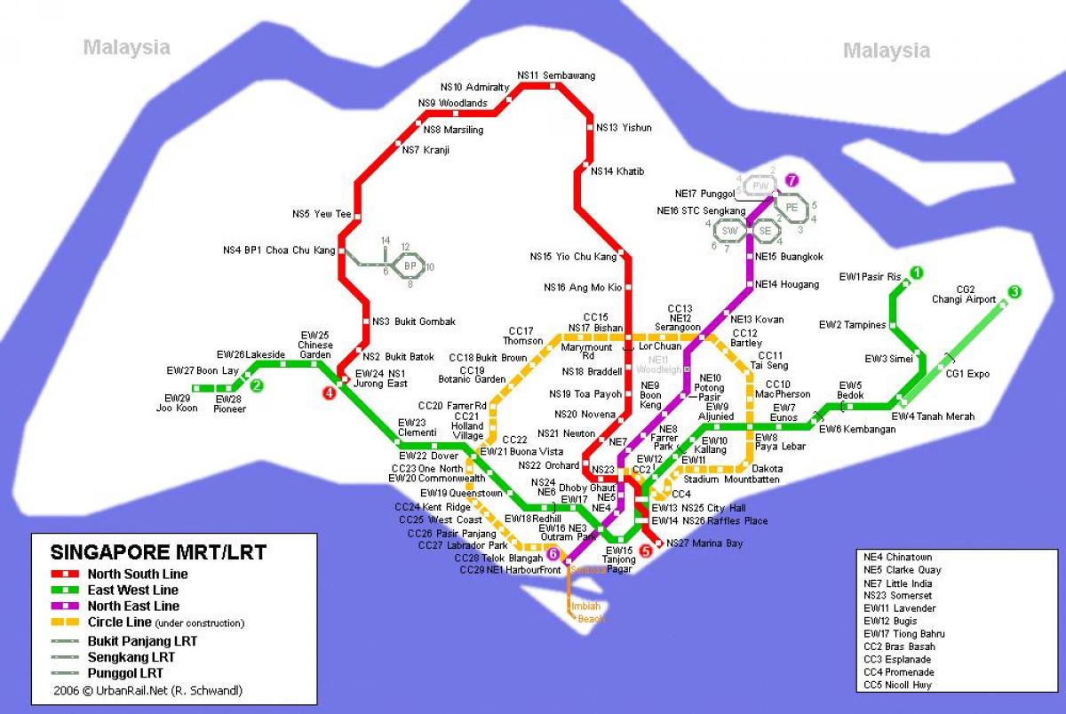 mrt stotis, Singapūro žemėlapyje