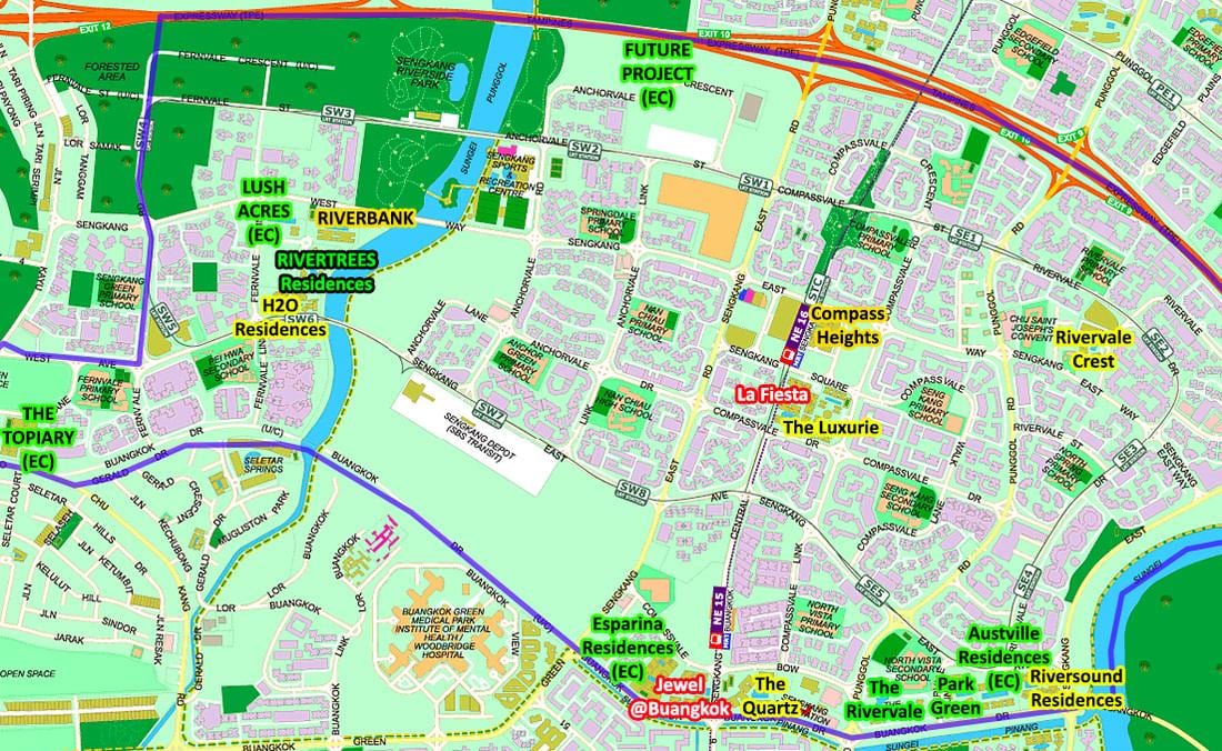 žemėlapis Sengkang Singapūras