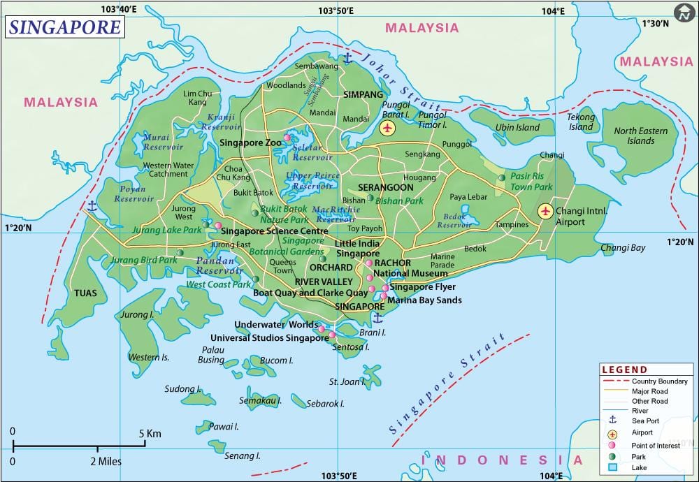 žemėlapis Singapūras miesto