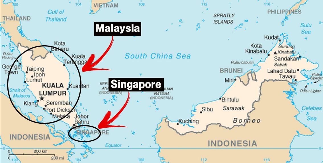Singapūras pasaulio žemėlapis