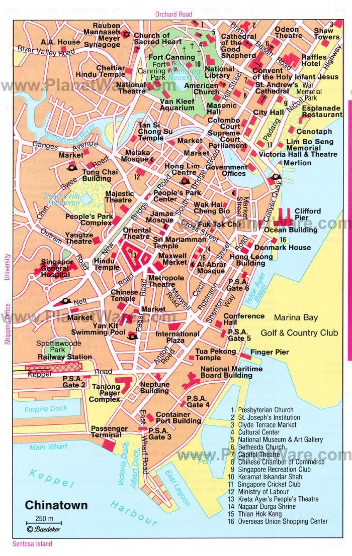 chinatown Singapūras žemėlapyje