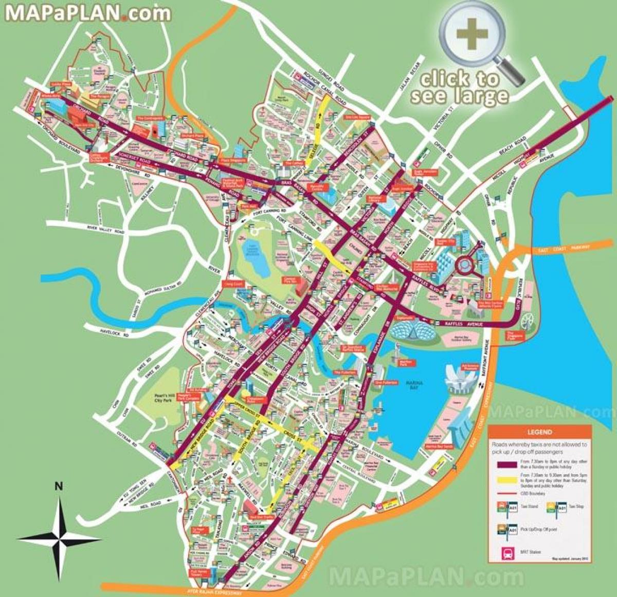Singapūras lankytinų vietų žemėlapis