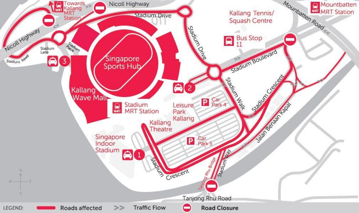 žemėlapis Singapūras sporto centru