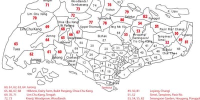 Singapūras pašto kodų žemėlapis