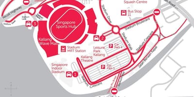Žemėlapis Singapūras sporto centru